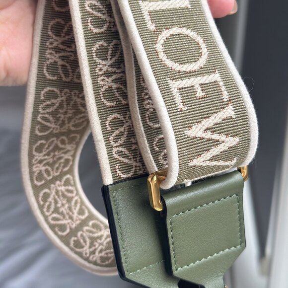 Loewe Anagram Strap in Jacquard and Calfskin | Color: Avocado Green - Picture 3 of 9